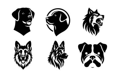 Köpek kafası vektör silueti sanat resimleme paketi
