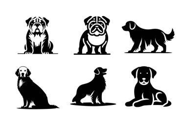 Köpek vektörü siluet sanat resimleme paketi