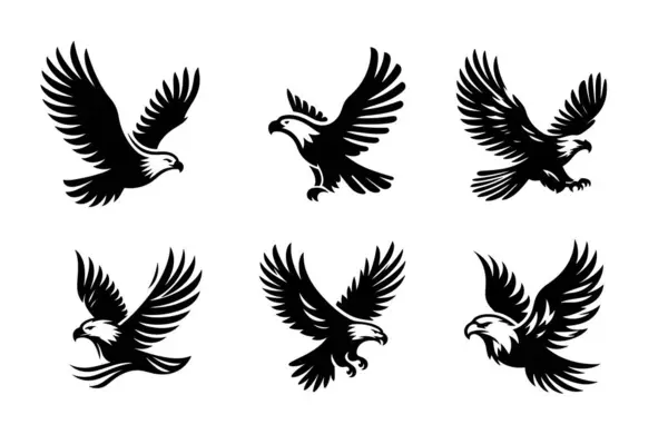 Kartal vektör siluet sanat resimleme paketi ayarlandı