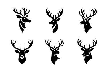 Deer head vector silhouette art illustration bundle clipart