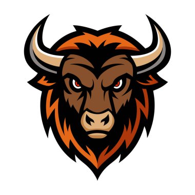 Bison head mascot logo art illustration clipart