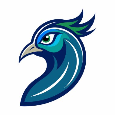 Tavuskuşu kafalı maskot logosu resim çizimi