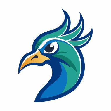 Tavuskuşu kafalı maskot logosu resim çizimi