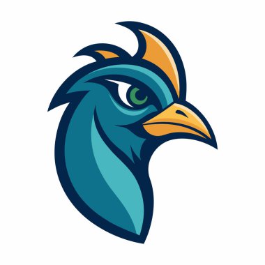 Tavuskuşu kafalı maskot logosu resim çizimi