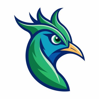 Tavuskuşu kafalı maskot logosu resim çizimi