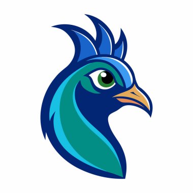 Tavuskuşu kafalı maskot logosu resim çizimi
