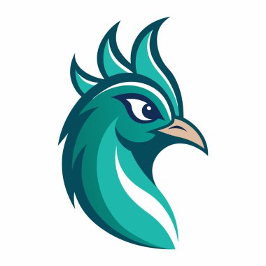 Tavuskuşu kafalı maskot logosu resim çizimi