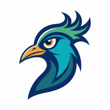 Tavuskuşu kafalı maskot logosu resim çizimi