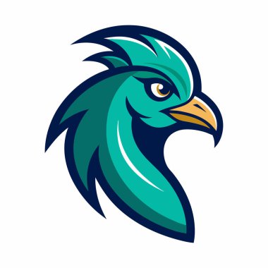 Tavuskuşu kafalı maskot logosu resim çizimi