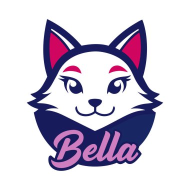 Bella cat head mascot logo clipart