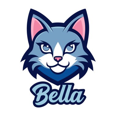 Bella cat head mascot logo clipart