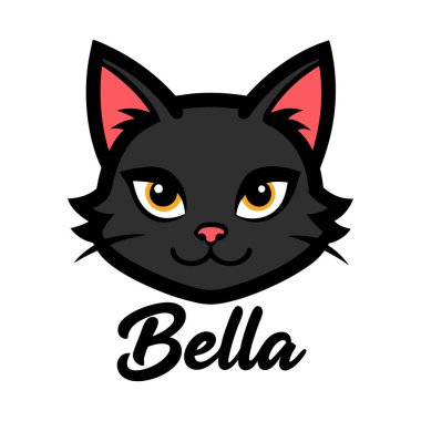 Bella cat head mascot logo clipart