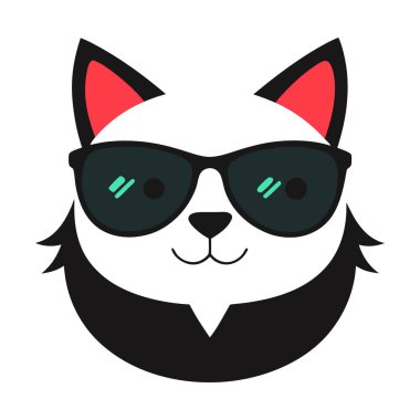 Funny cat head vector art illustration clipart