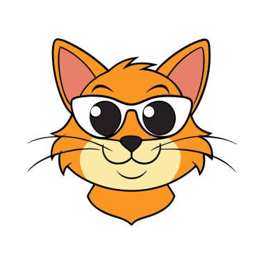 Funny cat head vector art illustration clipart