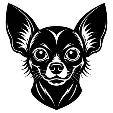 Chihuahua köpek baş vektör silueti sanat illüstrasyonu
