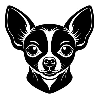 Chihuahua köpek baş vektör silueti sanat illüstrasyonu