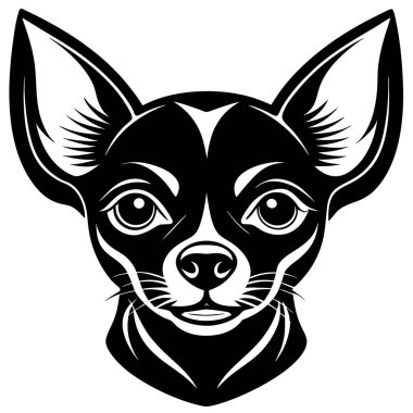 Chihuahua köpek baş vektör silueti sanat illüstrasyonu
