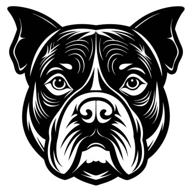 Bulldog baş vektör silüeti sanat çizimi