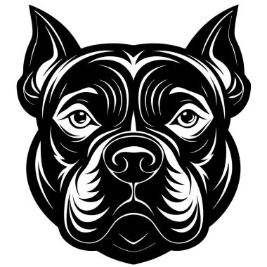 Bulldog baş vektör silüeti sanat çizimi