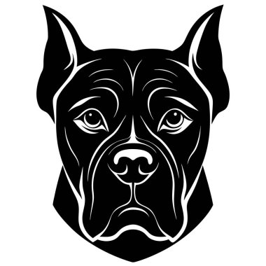 Boksör köpeği baş vektör silueti resim çizimi