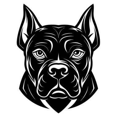 Boksör köpeği baş vektör silueti resim çizimi