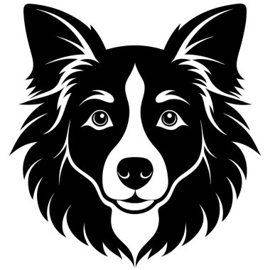 Sınır çoban köpeği baş vektör siluet sanatı
