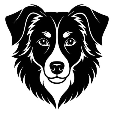 Australian shepherd dog head vector silhouette clipart