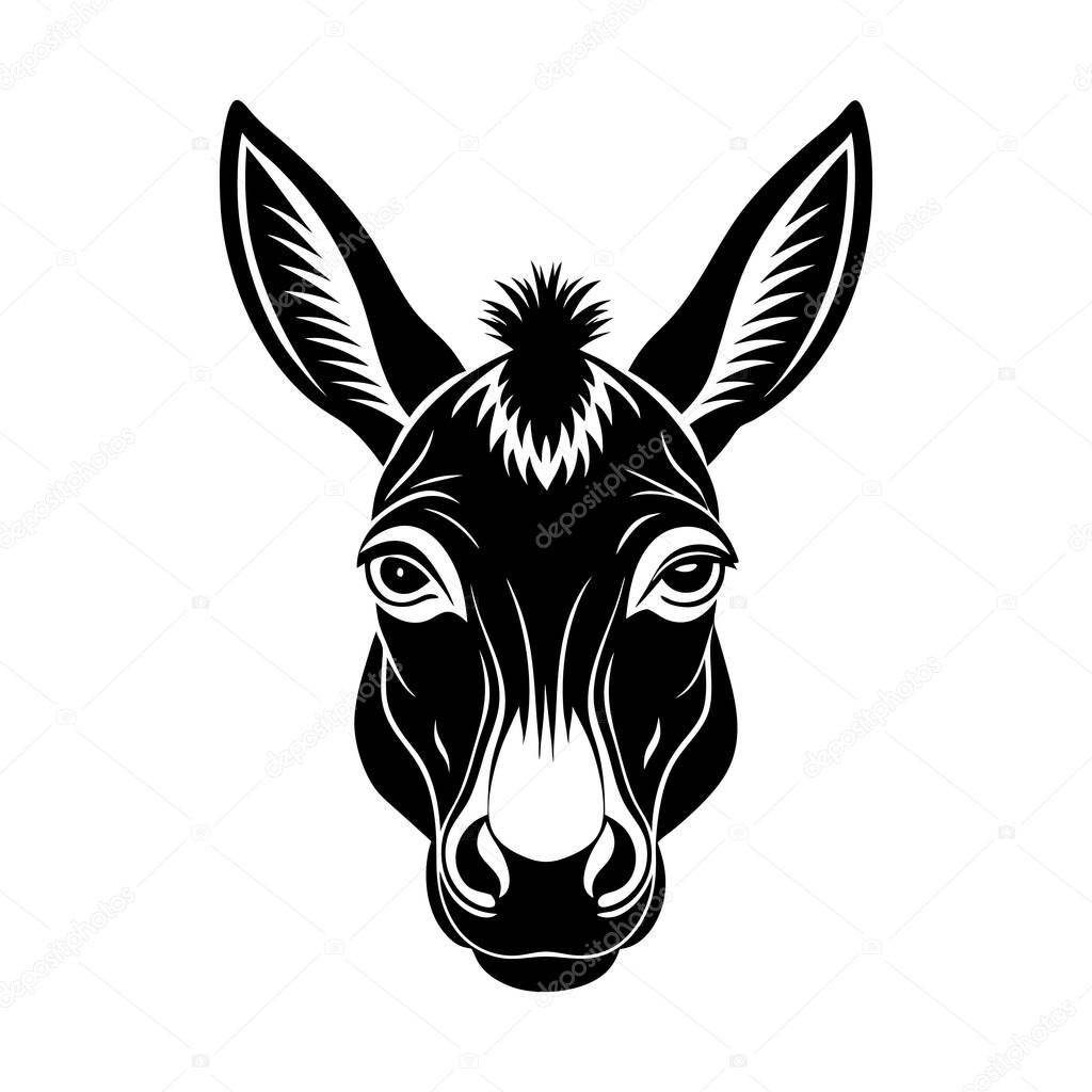 Donkey head vector silhouette art illustration