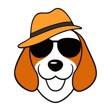 Beagle dog head vector art illustration clipart