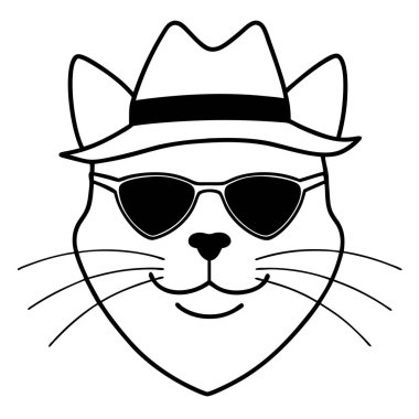 Cat head funny vector art illustration clipart