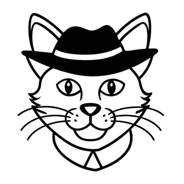 Kedi kafası komik vektör çizimi
