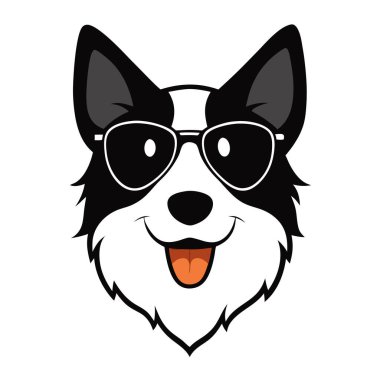 Komik sınır çoban köpeği kafa vektör sanatı
