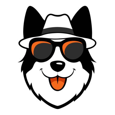 Komik sınır çoban köpeği kafa vektör sanatı