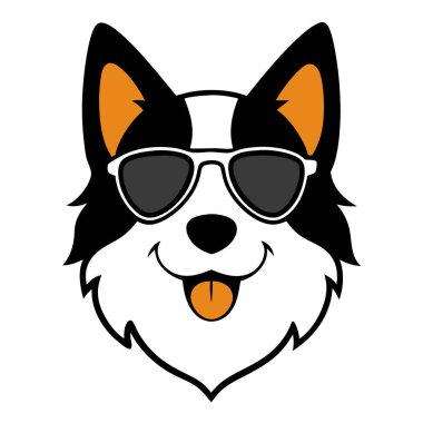 Komik sınır çoban köpeği kafa vektör sanatı
