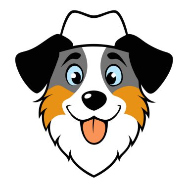 Komik Avusturalya çoban köpeği baş vektör sanatı