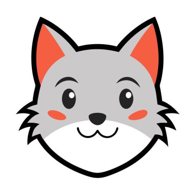 Kedi kafası gülen yüz vektör sanat çizimi