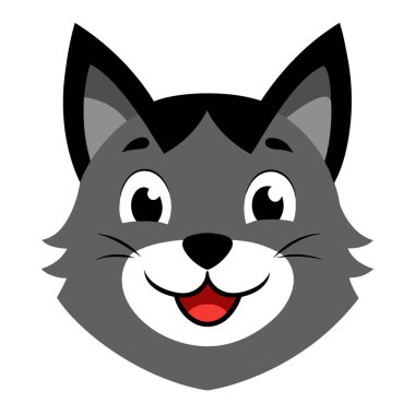 Kedi kafası gülen yüz vektör sanat çizimi
