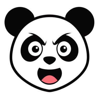 Panda head angry face vector art illustration clipart