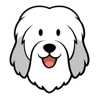 Funny old english sheepdog dog head vector art clipart