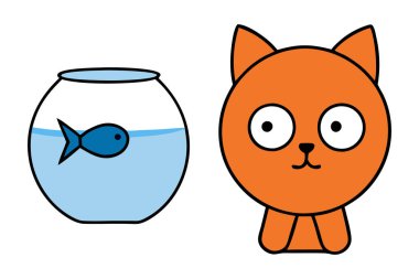 Fishbowl sapığı kedi vektör sanat çizimi