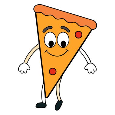 Pizza, yemek komik vektör sanat çizimi