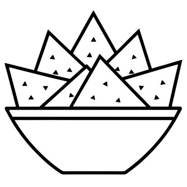 Nachos, yemek vektör çizgisi resim çizimi