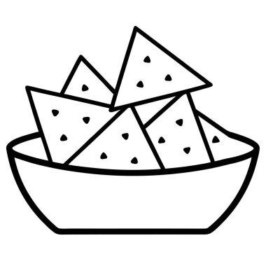Nachos, yemek vektör çizgisi resim çizimi