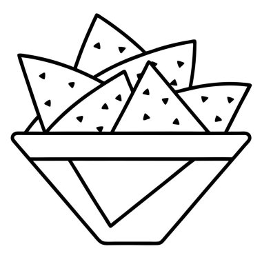 Nachos, yemek vektör çizgisi resim çizimi