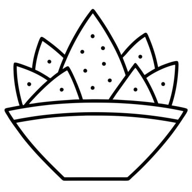 Nachos, yemek vektör çizgisi resim çizimi