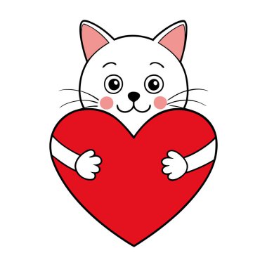 Kedi kalp vektör çizimi tutuyor.