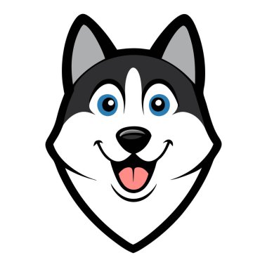 Komik Sibiryalı köpek kafası vektör sanatı