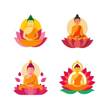 Lotus vektör sanat illüstrasyon paketi içinde Buda