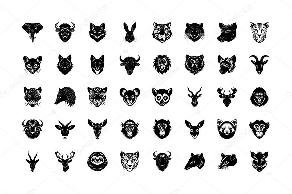 Wildlife mammal animal bundle vector silhouette set