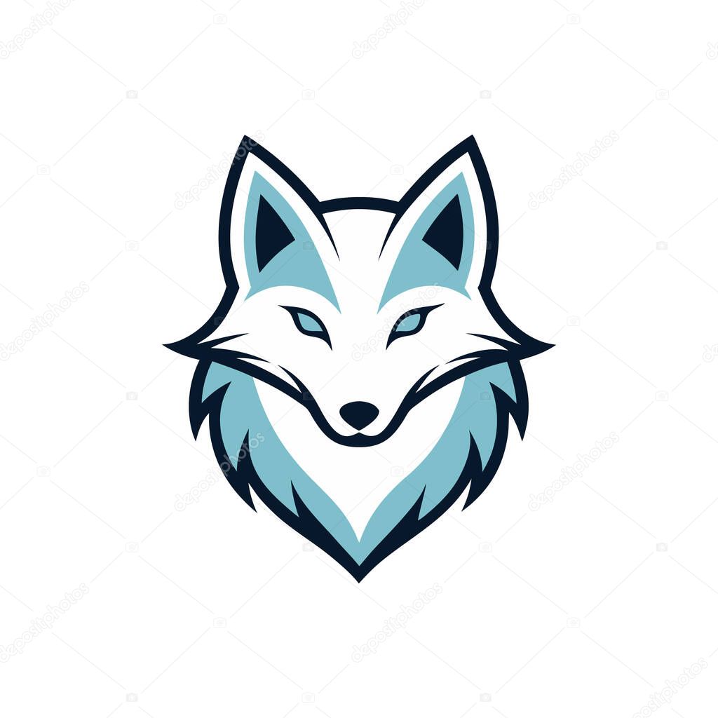 Arctic fox head mascot logo